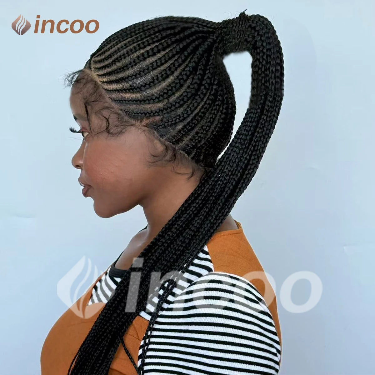 30" Synthetic Updo Braided Wigs Super Lightweight Full Lace Wig Knotless Ponytail Box Braids With Baby Hair - Britica's Beauty On The Go