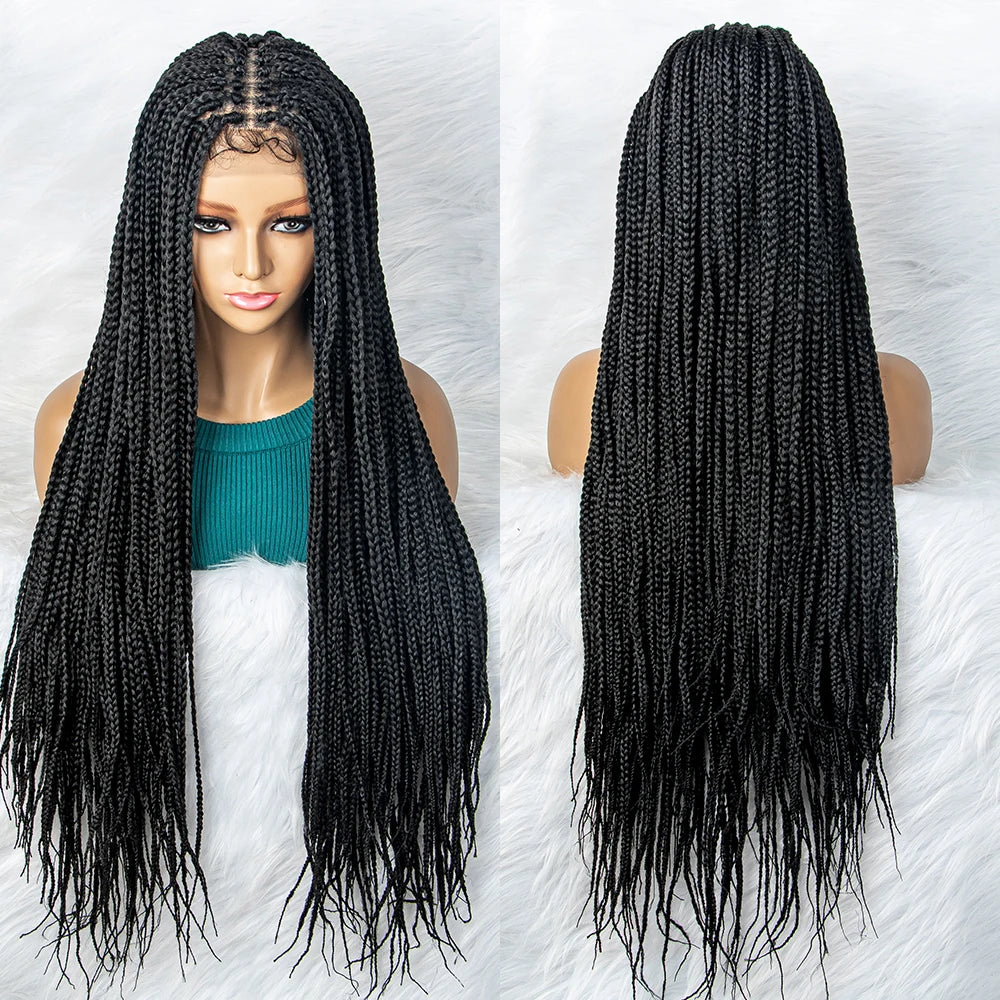 Braided Wigs Synthetic Lace Front Wig With Baby Hair Braided Lace Front Wigs 36 inches