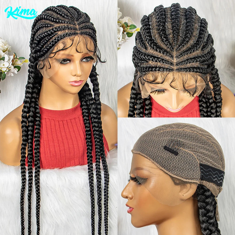 Synthetic Lace Front Wig Braided Wigs With Baby Hair Synthetic Full Lace Wigs