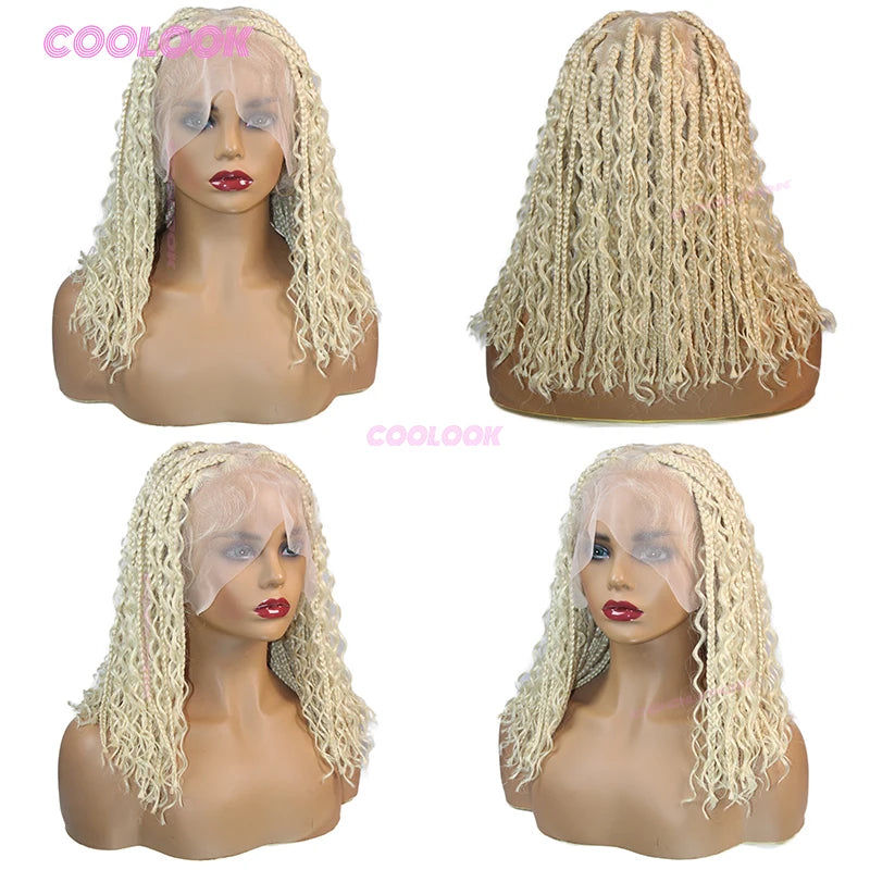 12“ Boho Braids Lace Wig Synthetic Short Box Braided Wig Full Lace Front - Britica's Beauty On The Go