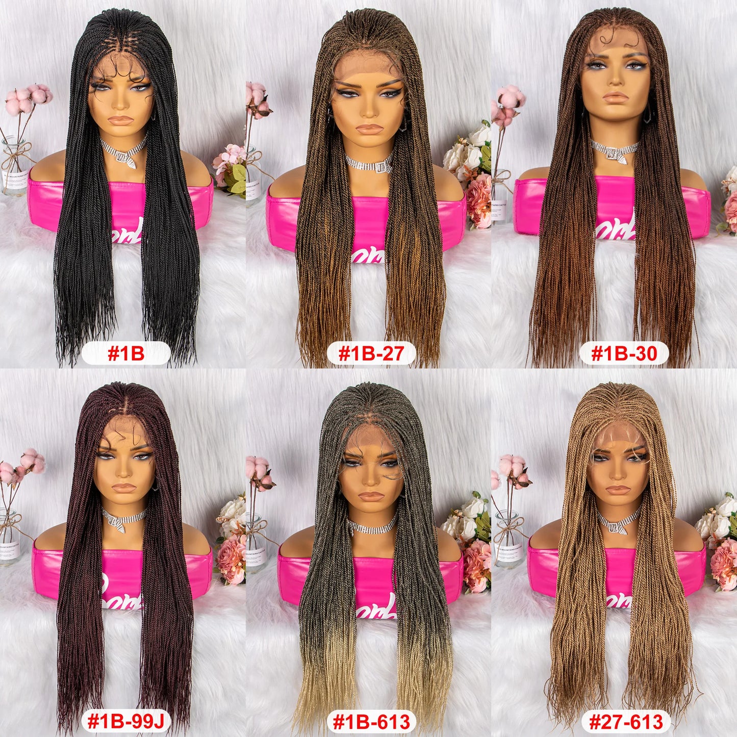 Twist Braided Wigs Knotless Synthetic Lace Front Wigs 30'' Long