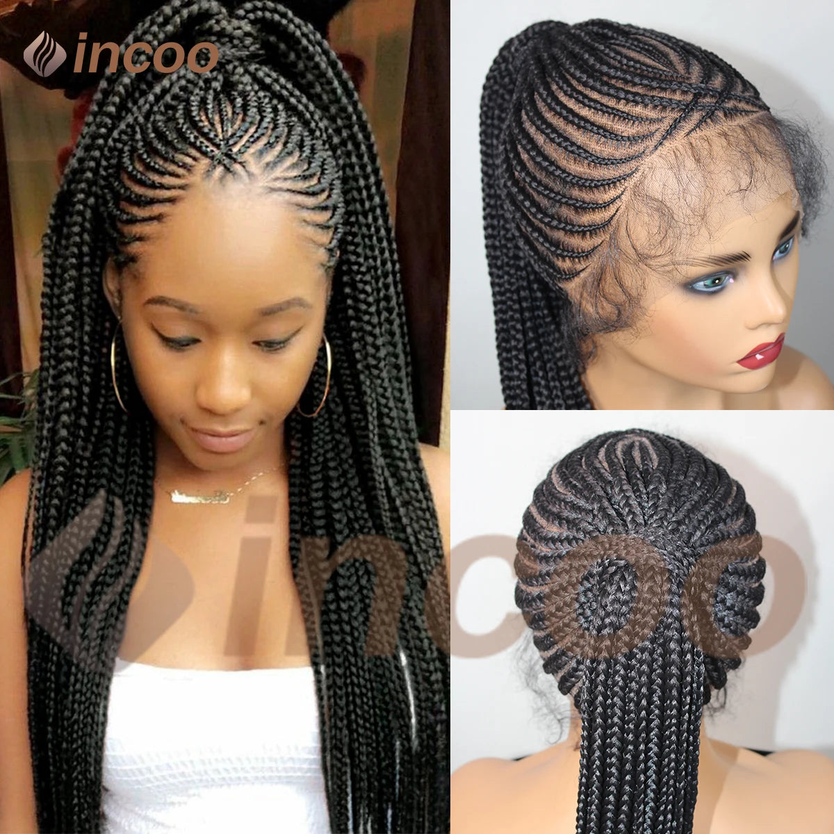 30" Synthetic Updo Braided Wigs Super Lightweight Full Lace Wig Knotless Ponytail Box Braids With Baby Hair - Britica's Beauty On The Go