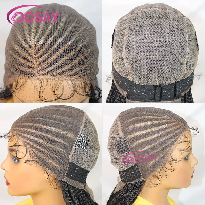 36" Synthetic Full Lace Cornrow Braided Wigs with Baby Hair Box Braids Wigs With Curly Hair Lace Wigs for Women Daily Use - Britica's Beauty On The Go