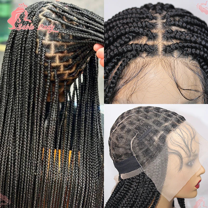 36" Synthetic Knotless Box Braided Wig Cornrow Braids Lace Wigs Full Lace Braid Unit - Britica's Beauty On The Go