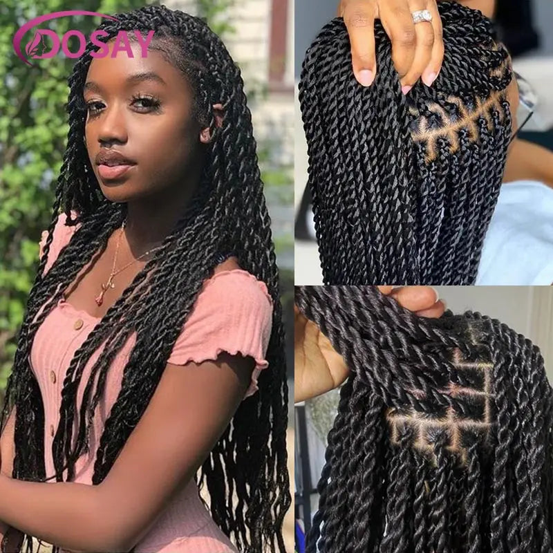 Twist Braided Wig Box Braided Lace Front Wig Synthetic Full Lace Frontal Wig Faux Locs Wig Goddess Braided Unit - Britica's Beauty On The Go