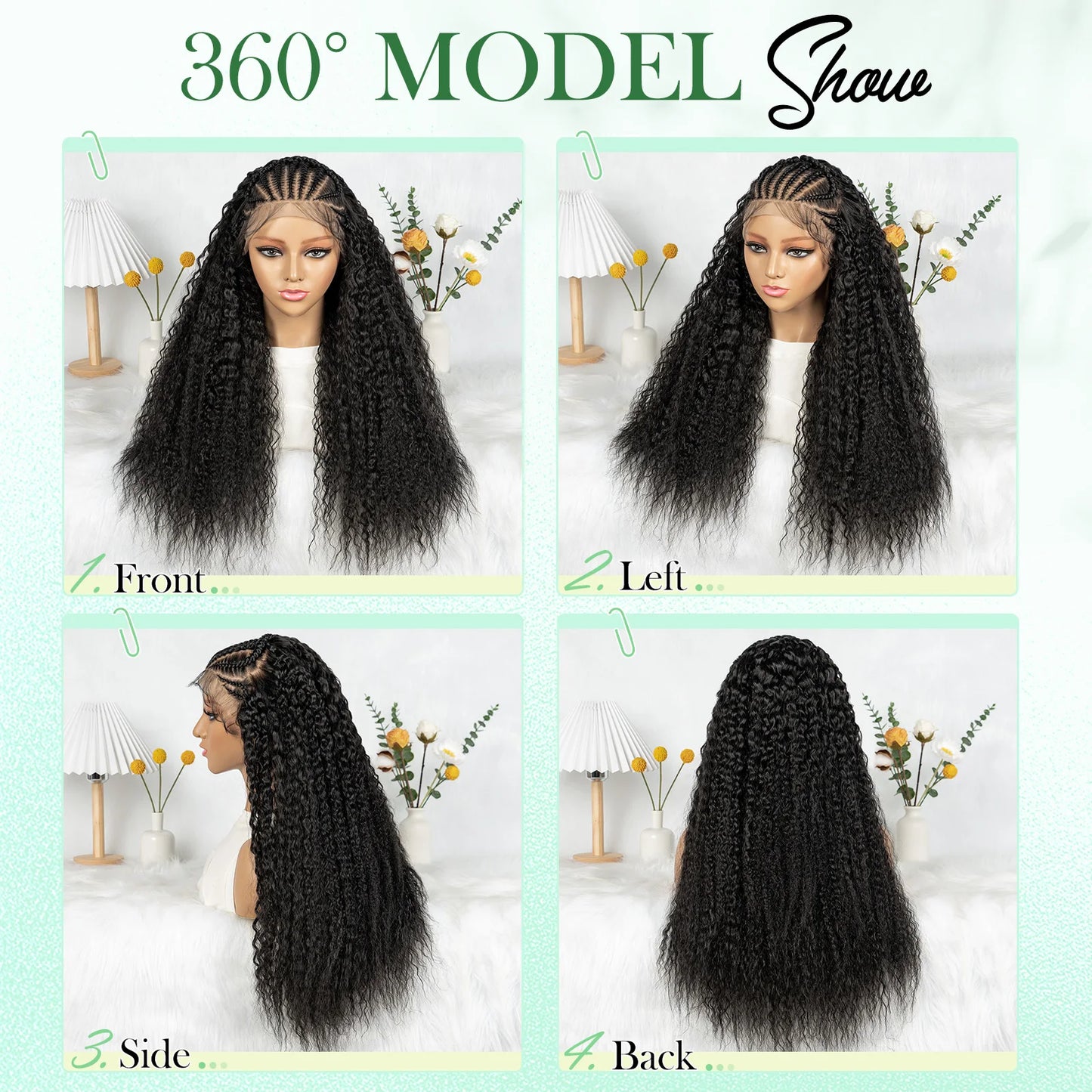 Water Wave Braided Wigs 26inches 13x6 Lace Front  Cornrow Braiding Wigs With Baby Hair - Britica's Beauty On The Go
