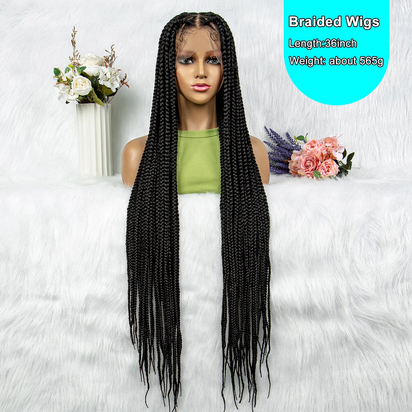 Transparent HD Full Lace Braided Wigs, Knotless Box Braids