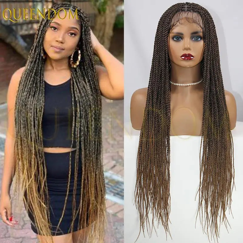 Faux Locs 36" Full Lace Frontal Wig Synthetic Senegalese Twist Braid Wig Knotless Box Braided Wig - Britica's Beauty On The Go
