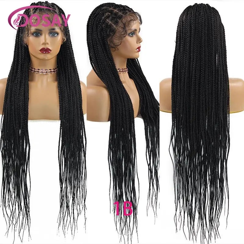 36" Criss Cross Full Lace Wig Braided Knotless Cornrow Braids Lace Wigs With Baby Hair