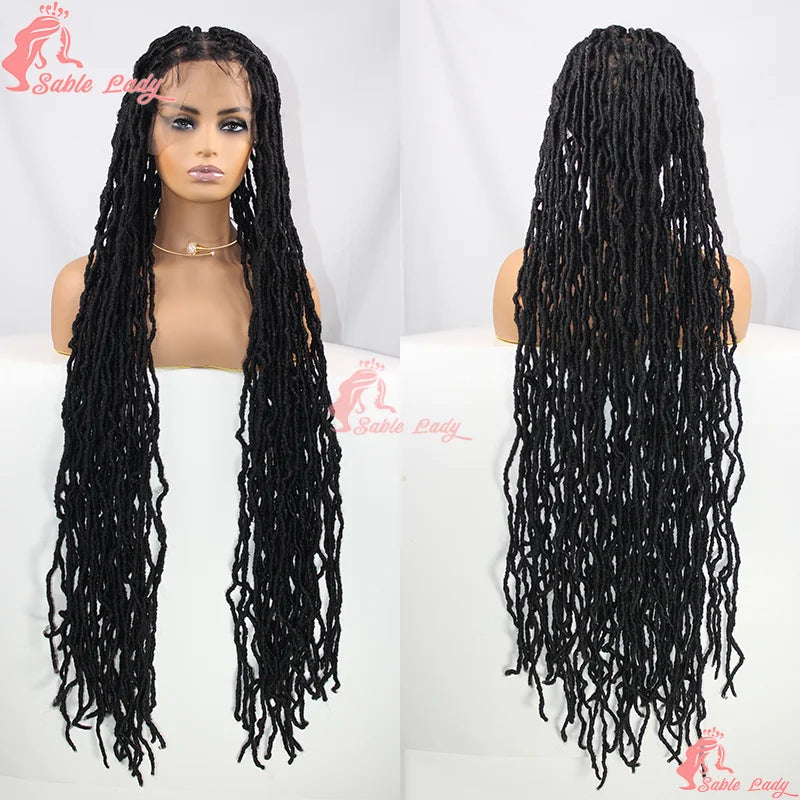 40Inch Synthetic Faux Locs Lace Front Wigs for Women Knotless Box Braiding Hair Wigs Dreadlock Wig - Britica's Beauty On The Go