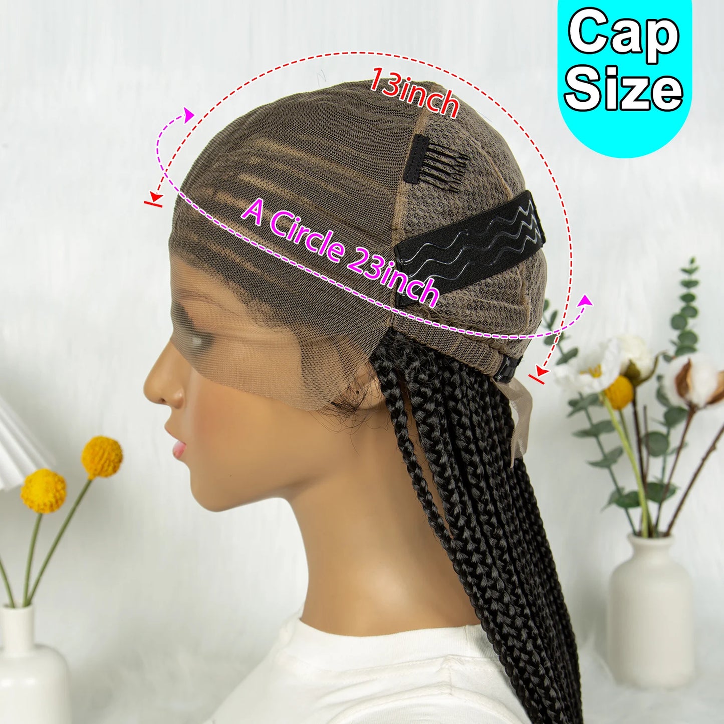Box Braids 36Inch Cornrow Braided Wig,  Synthetic Full Lace Blended Lace Front Braided Unit - Britica's Beauty On The Go