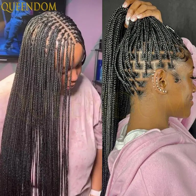 Synthetic Knotless Box Full Lace Cornrow Braiding Wigs African Braided Hair, Lace Frontal Crochet Braids Wig - Britica's Beauty On The Go