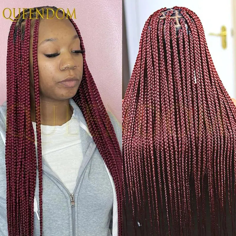 Synthetic Knotless Box Full Lace Cornrow Braiding Wigs African Braided Hair, Lace Frontal Crochet Braids Wig - Britica's Beauty On The Go