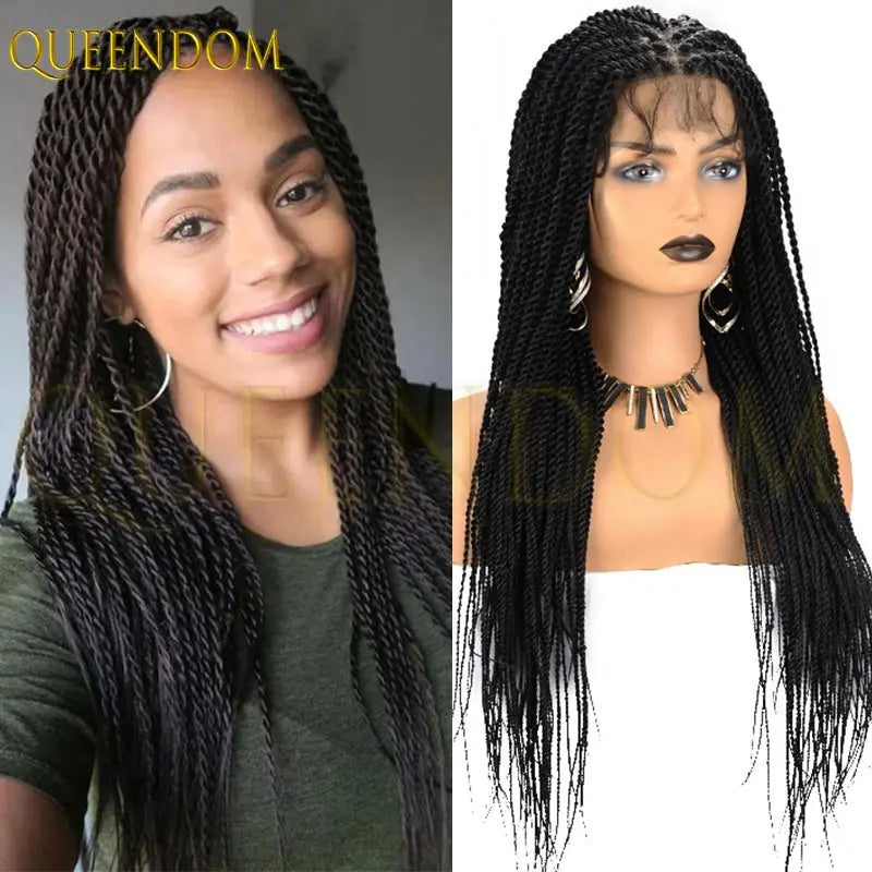 Faux Locs 36" Full Lace Frontal Wig Synthetic Senegalese Twist Braid Wig Knotless Box Braided Wig - Britica's Beauty On The Go