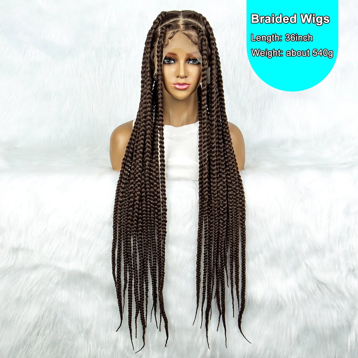 HD Transparent Full Lace Braided Wig, Square Knotless Box Braided