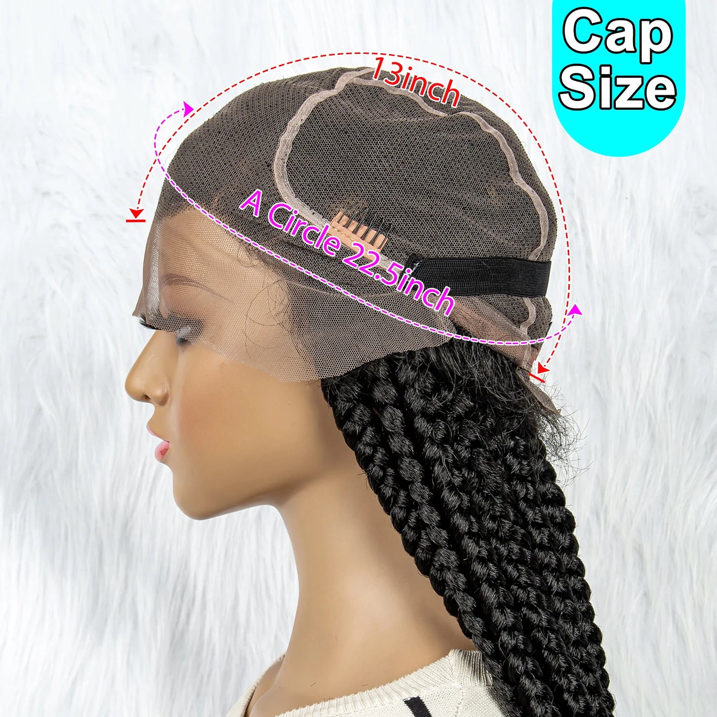 HD Full Lace Braided Wigs Cornrow Braids, Lace Front Wig, Big Square Knotless Box Braids With Baby Hair