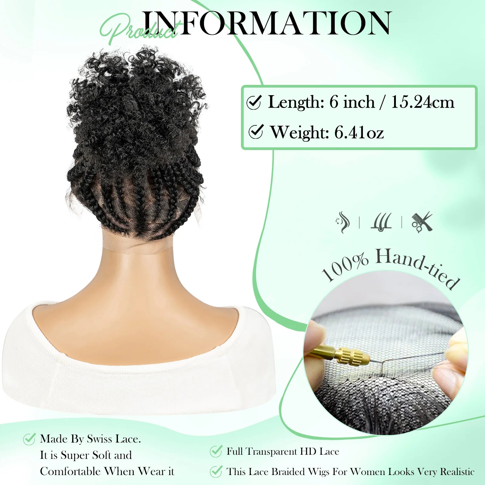 New Style Ponytail Cornrow Braided Wigs Synthetic Full Lace Goddess Box Braids Wig Kinky Braided Unit - Britica's Beauty On The Go