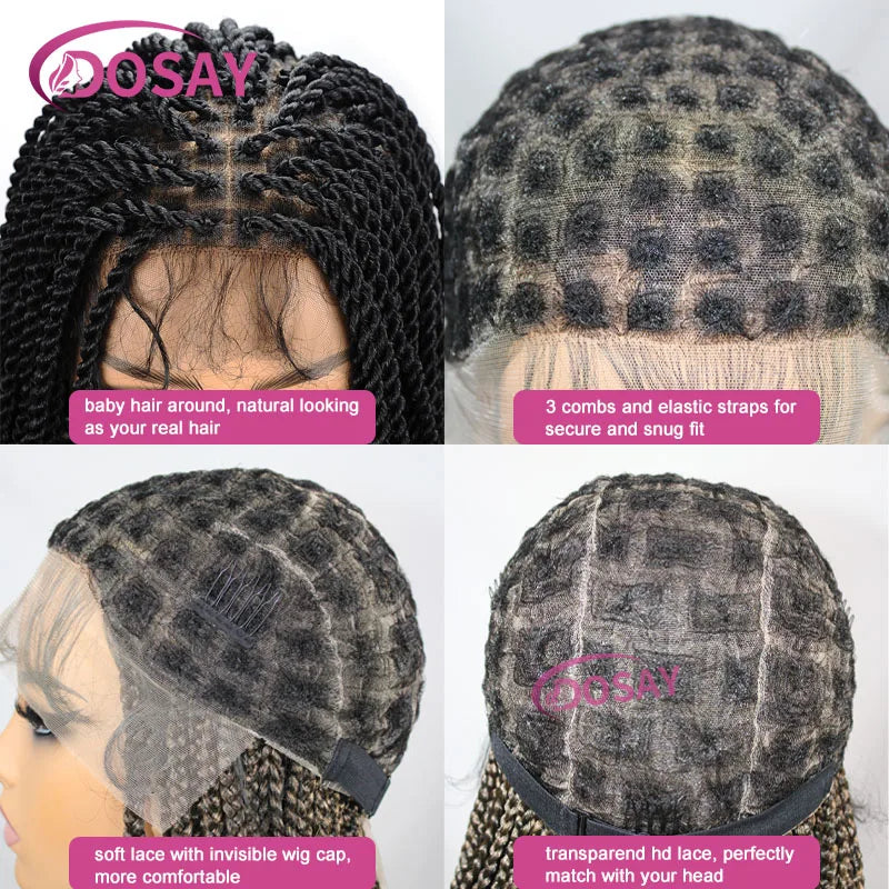 Twist Braided Wig Box Braided Lace Front Wig Synthetic Full Lace Frontal Wig Faux Locs Wig Goddess Braided Unit - Britica's Beauty On The Go