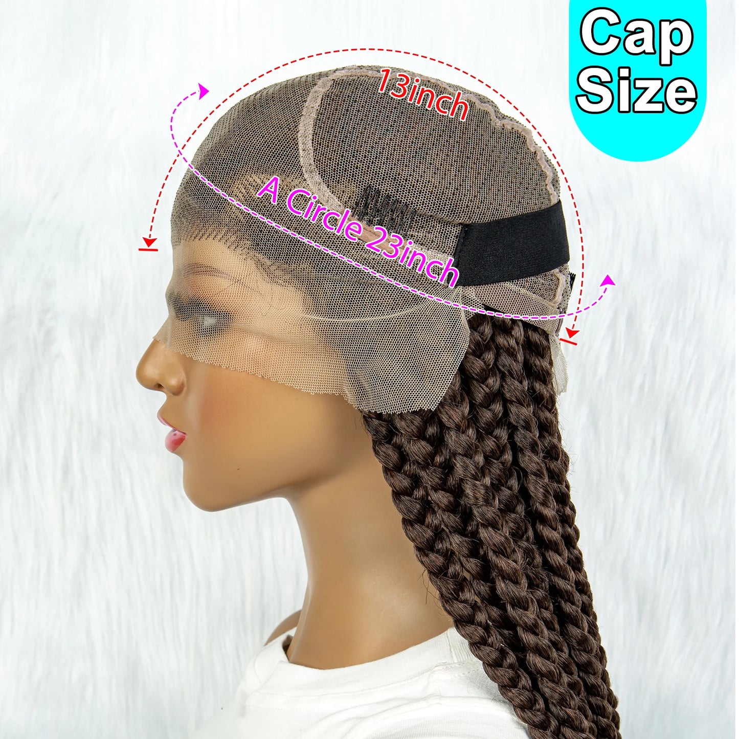 HD Transparent Full Lace Braided Wig, Square Knotless Box Braided