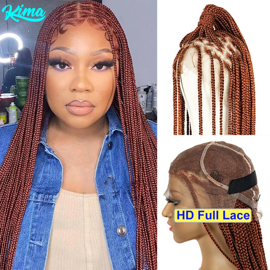 Transparent HD Full Lace Braided Wigs Crochet Braid Braiding Hair Knotless Box Cornrow Braids Wig