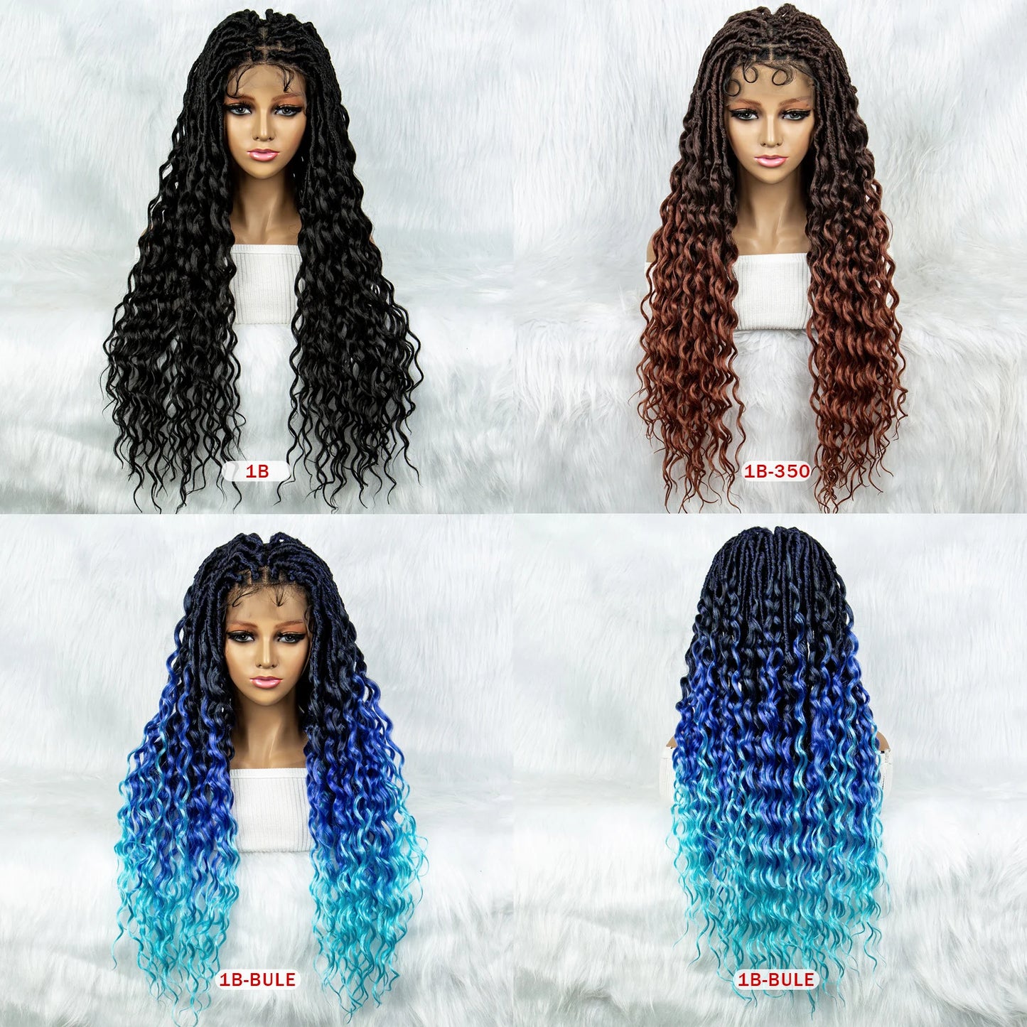 Synthetic Full Lace Wig Braided Wigs, 28 Inches Braiding Hair Knotless Box Braids Wigs With Water Wave