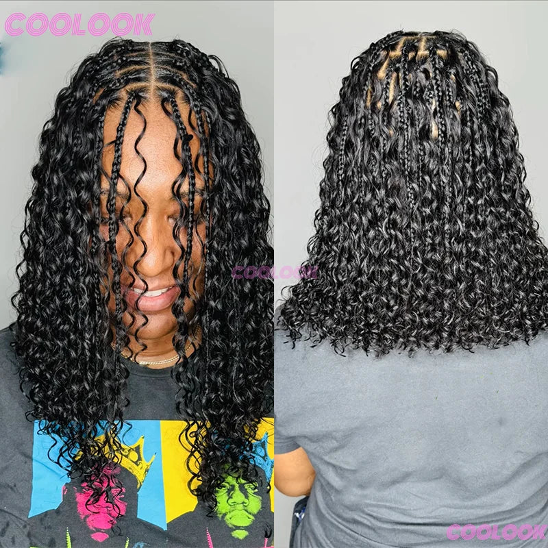 12“ Boho Braids Lace Wig Synthetic Short Box Braided Wig Full Lace Front - Britica's Beauty On The Go