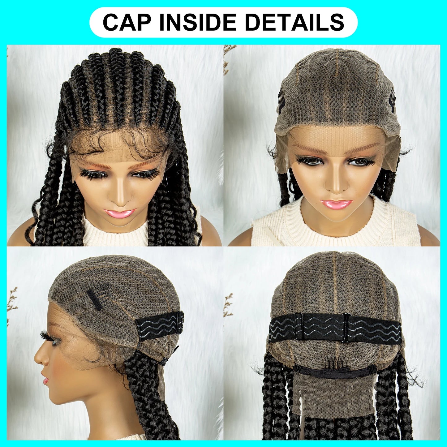 Full Lace Braided Wigs Synthetic Lace Front With Baby Hair ,Water Wavy Ends