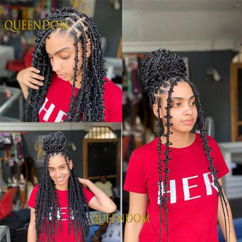 36Inch Side Part Double Lace Front Braided Wigs African Cornrow Knotless Box Full Lace Braid Wigs for Black Women with baby hair - Britica's Beauty On The Go