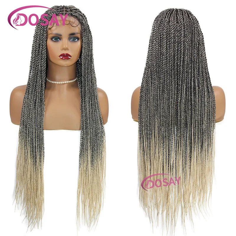Twist Braided Wig Box Braided Lace Front Wig Synthetic Full Lace Frontal Wig Faux Locs Wig Goddess Braided Unit - Britica's Beauty On The Go