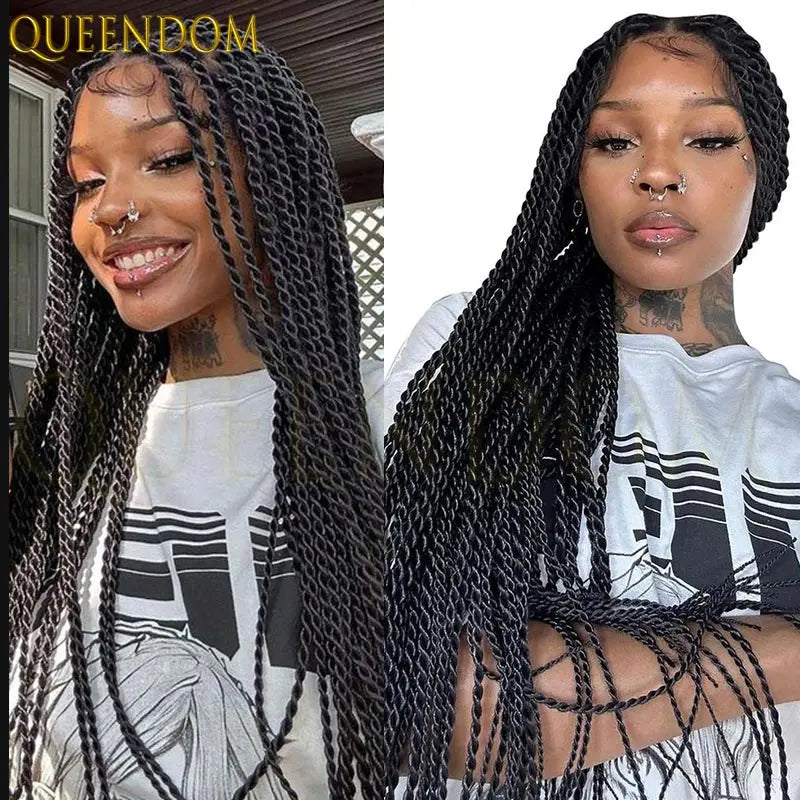 Faux Locs 36" Full Lace Frontal Wig Synthetic Senegalese Twist Braid Wig Knotless Box Braided Wig - Britica's Beauty On The Go
