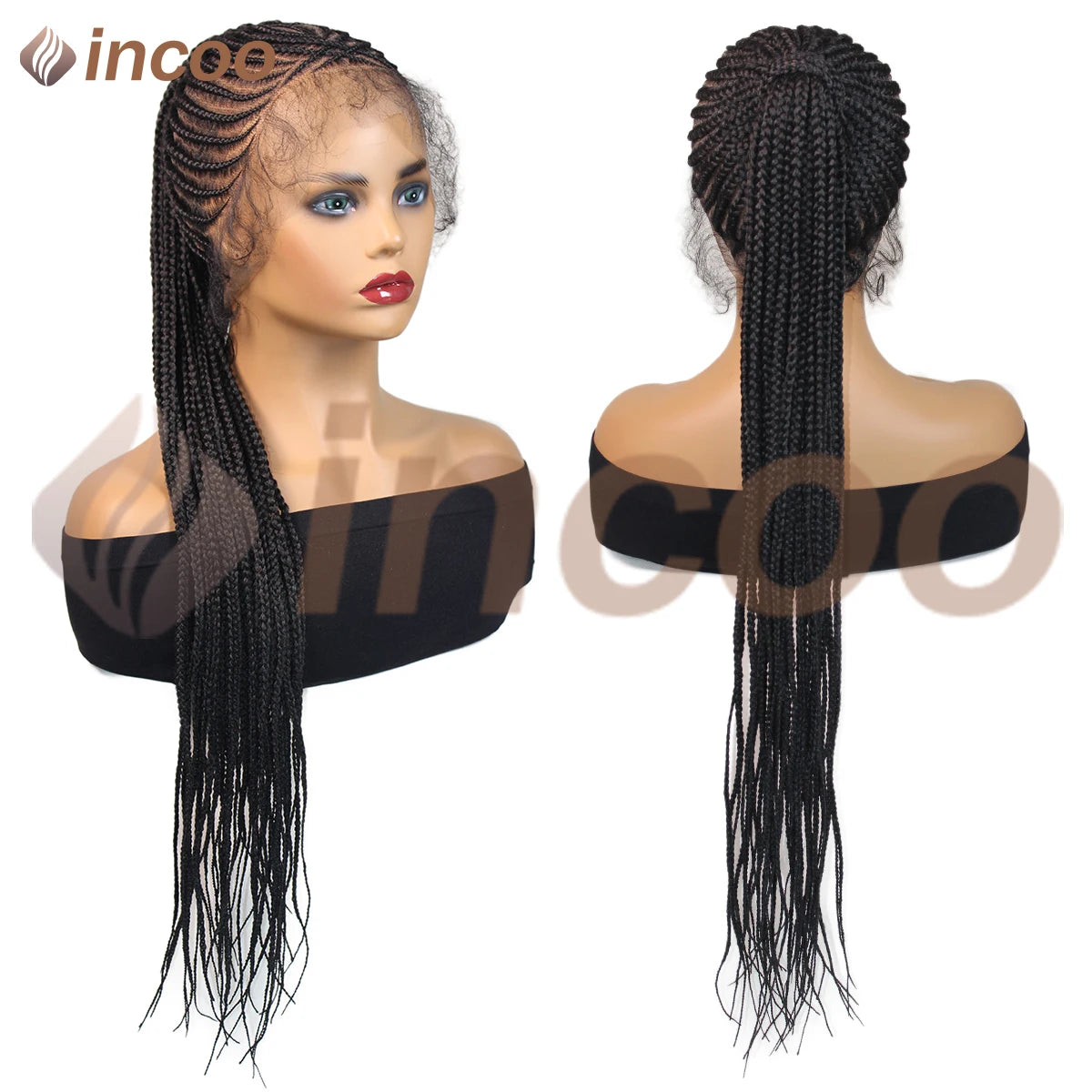 30" Synthetic Updo Braided Wigs Super Lightweight Full Lace Wig Knotless Ponytail Box Braids With Baby Hair - Britica's Beauty On The Go