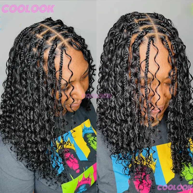 12“ Boho Braids Lace Wig Synthetic Short Box Braided Wig Full Lace Front - Britica's Beauty On The Go