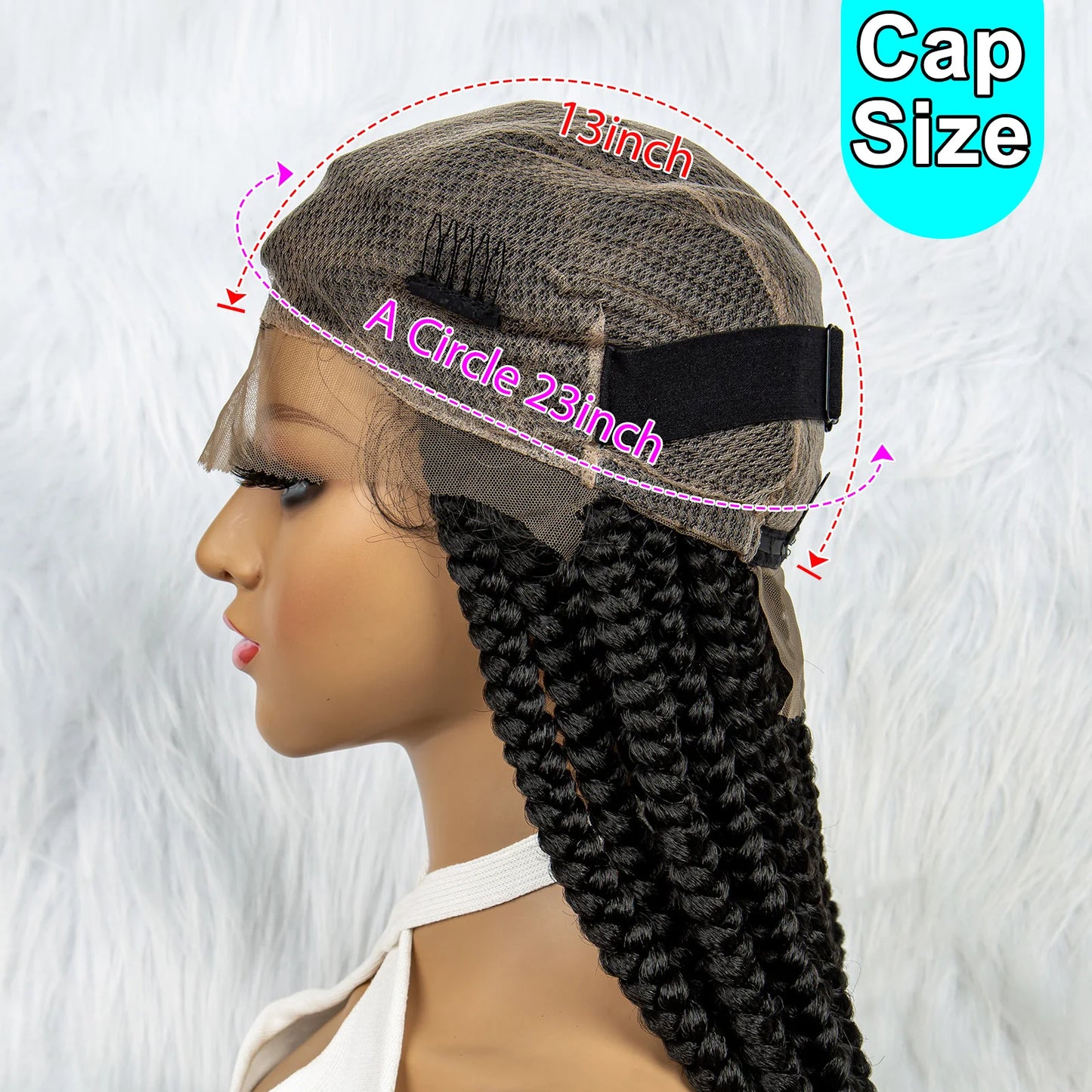 Full Lace Cornrow Braided Wigs, Synthetic Lace Front Wig Big Knotless Box Braided Wigs
