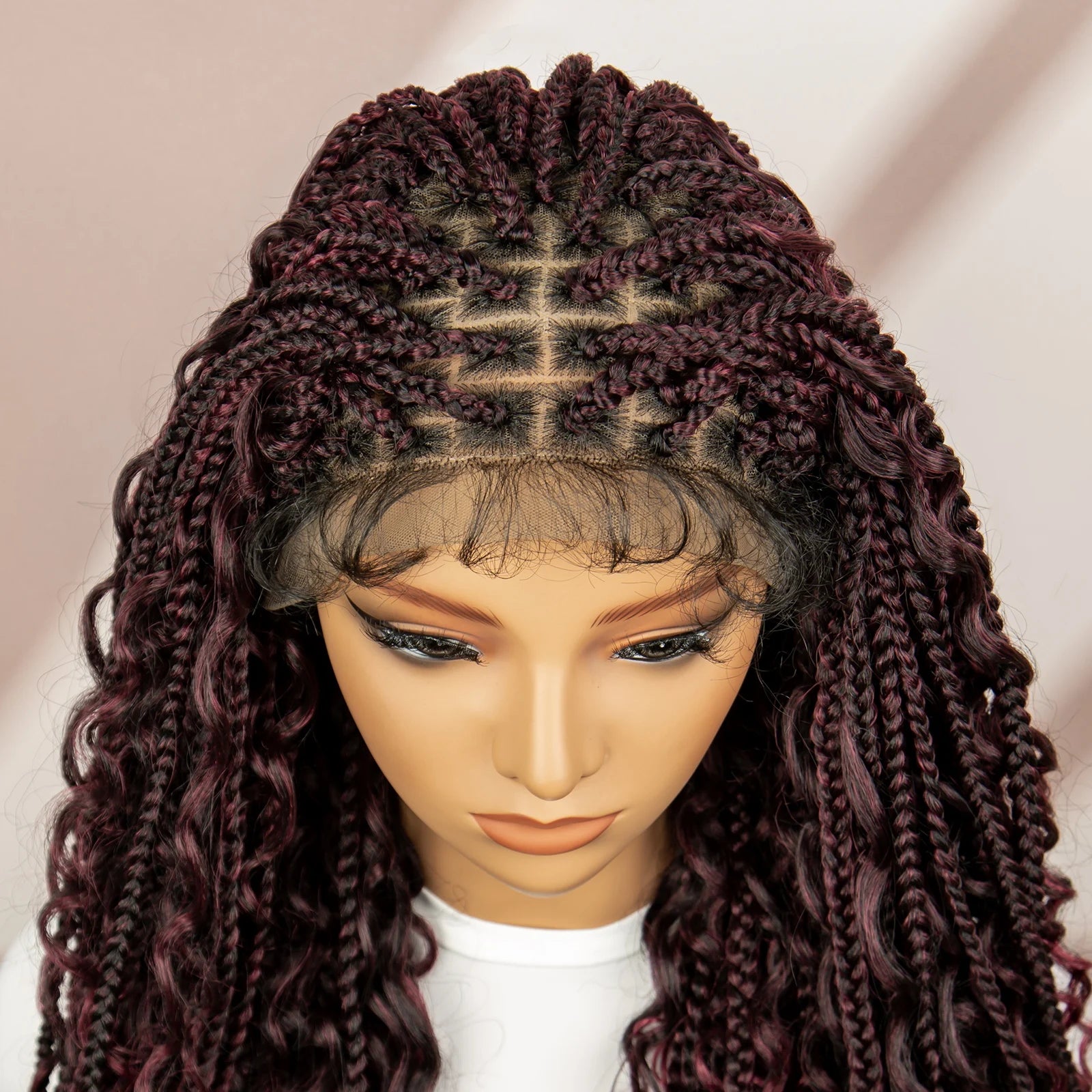 32inch Synthetic Knotless Box Braided Wigs Bohemian Boho Braids Wigs Lace Front Braided Lace Wigs with Baby Hair - Britica's Beauty On The Go
