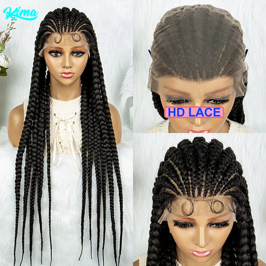 Lightweight Full Lace Braided Wigs, Lace Front Wig With Baby Hair Faux Locs