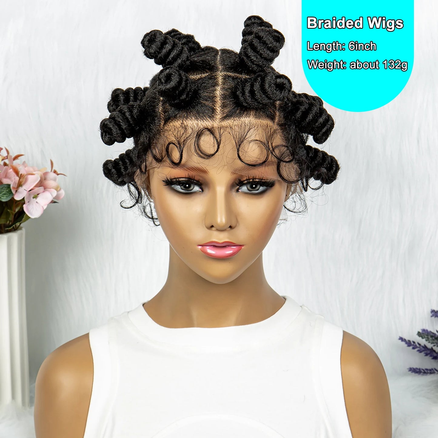 Knotless Braids Twist Braided Buns Wig Full Lace African Braided