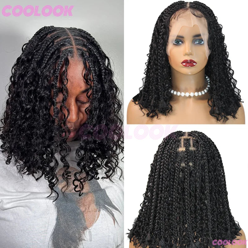 12“ Boho Braids Lace Wig Synthetic Short Box Braided Wig Full Lace Front - Britica's Beauty On The Go