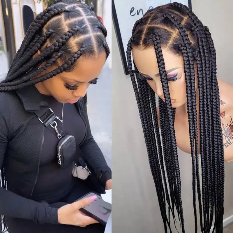 36" Synthetic Full Lace Wig, Knotless Box Braid Faux Locs - Britica's Beauty On The Go