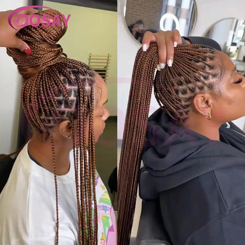 36Inch Synthetic Long Box Braided Wig Full Lace Straight Knotless Cornrow Braids with Baby Hair - Britica's Beauty On The Go