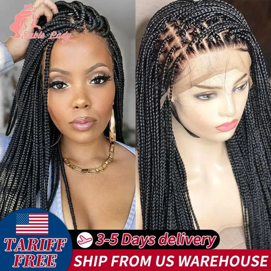 36" Synthetic Knotless Box Braided Wig Cornrow Braids Lace Wigs Full Lace Braid Unit - Britica's Beauty On The Go