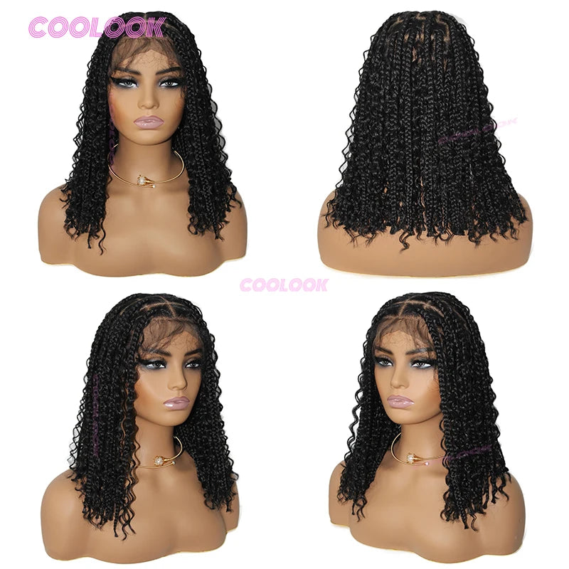 12“ Boho Braids Lace Wig Synthetic Short Box Braided Wig Full Lace Front - Britica's Beauty On The Go