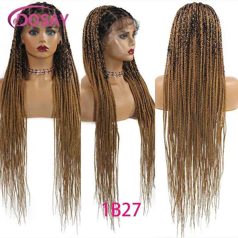 36" Criss Cross Full Lace Wig Braided Knotless Cornrow Braids Lace Wigs With Baby Hair