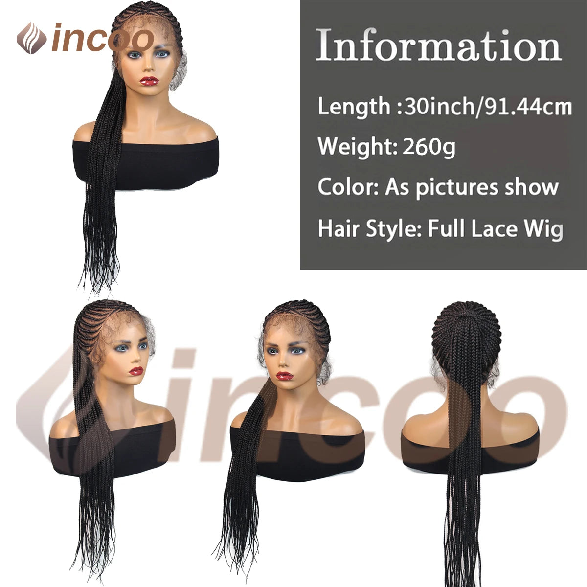 30" Synthetic Updo Braided Wigs Super Lightweight Full Lace Wig Knotless Ponytail Box Braids With Baby Hair - Britica's Beauty On The Go