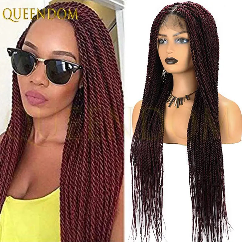 Faux Locs 36" Full Lace Frontal Wig Synthetic Senegalese Twist Braid Wig Knotless Box Braided Wig - Britica's Beauty On The Go