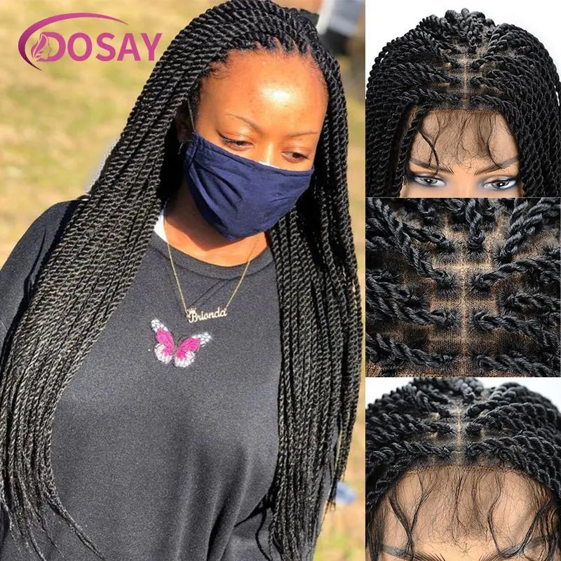 Twist Braided Wig Box Braided Lace Front Wig Synthetic Full Lace Frontal Wig Faux Locs Wig Goddess Braided Unit - Britica's Beauty On The Go