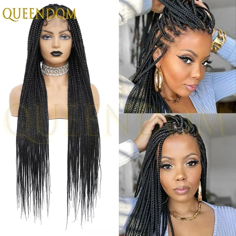 36" Synthetic Full Lace Wig, Knotless Box Braid Faux Locs - Britica's Beauty On The Go