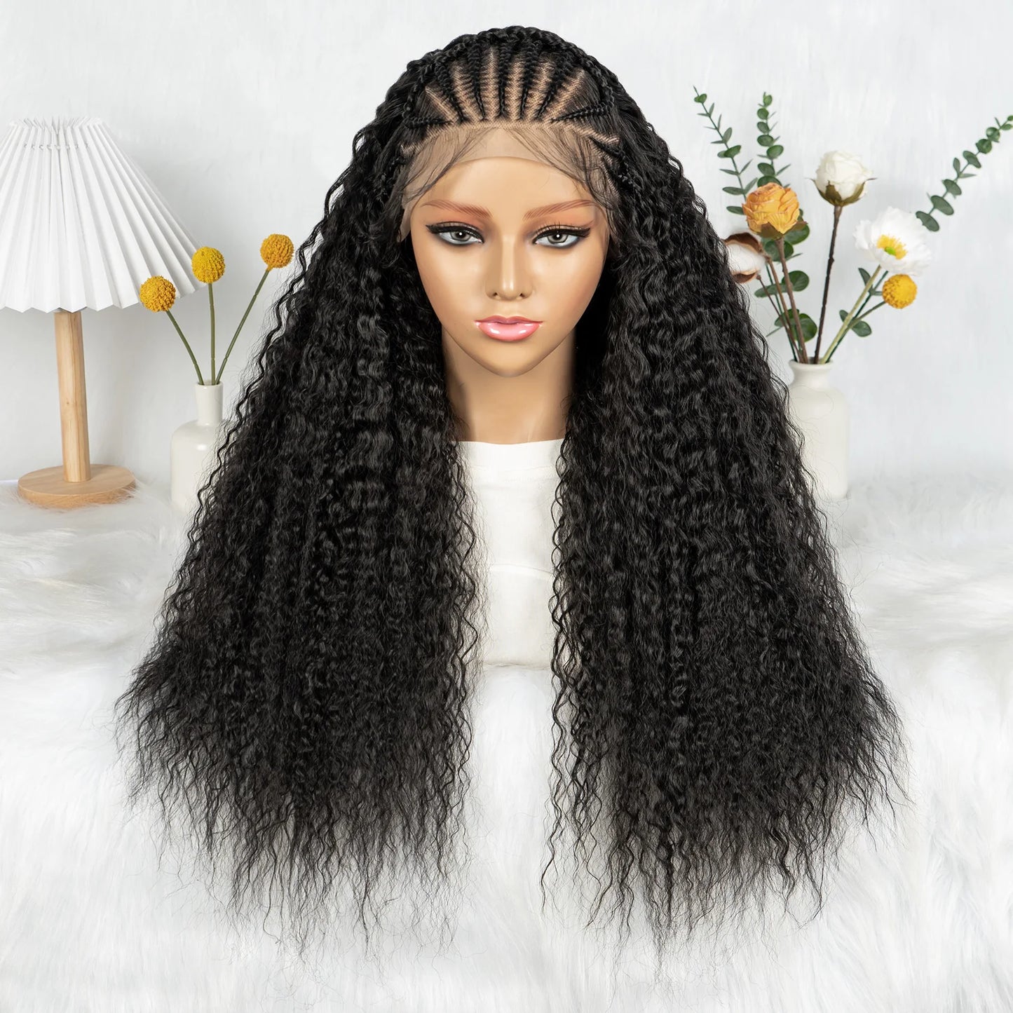 Water Wave Braided Wigs 26inches 13x6 Lace Front  Cornrow Braiding Wigs With Baby Hair - Britica's Beauty On The Go