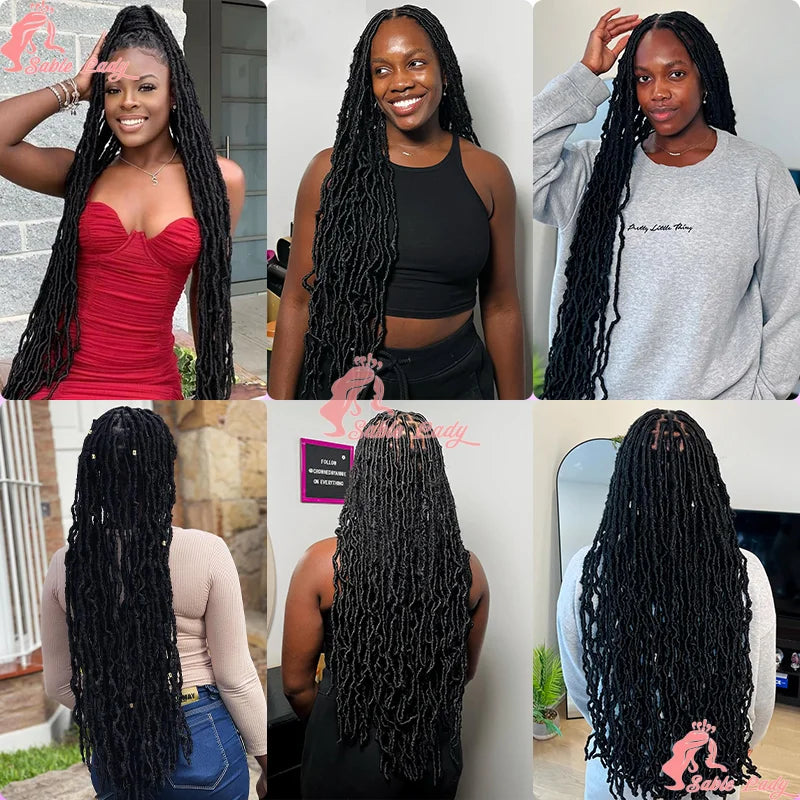 40Inch Synthetic Faux Locs Lace Front Wigs for Women Knotless Box Braiding Hair Wigs Dreadlock Wig - Britica's Beauty On The Go