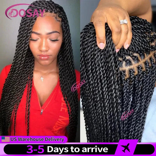Twist Braided Wig Box Braided Lace Front Wig Synthetic Full Lace Frontal Wig Faux Locs Wig Goddess Braided Unit - Britica's Beauty On The Go