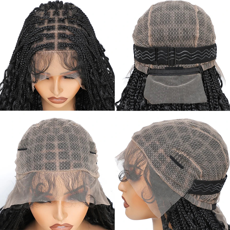Ombre Boho Knotless Braided Wigs for Black Women 1B T30 Colors Bohemian Box Braids Wigs Perruques Tresses Africaines Naturelles - Britica's Beauty On The Go